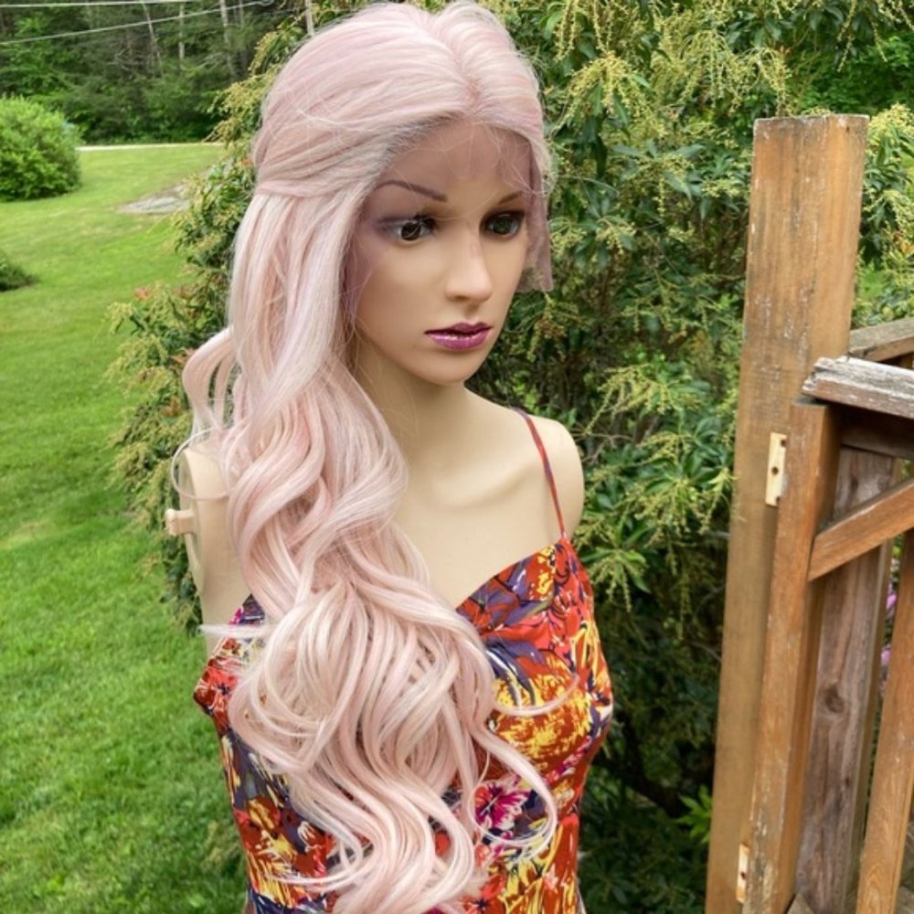 Pink lace front wig